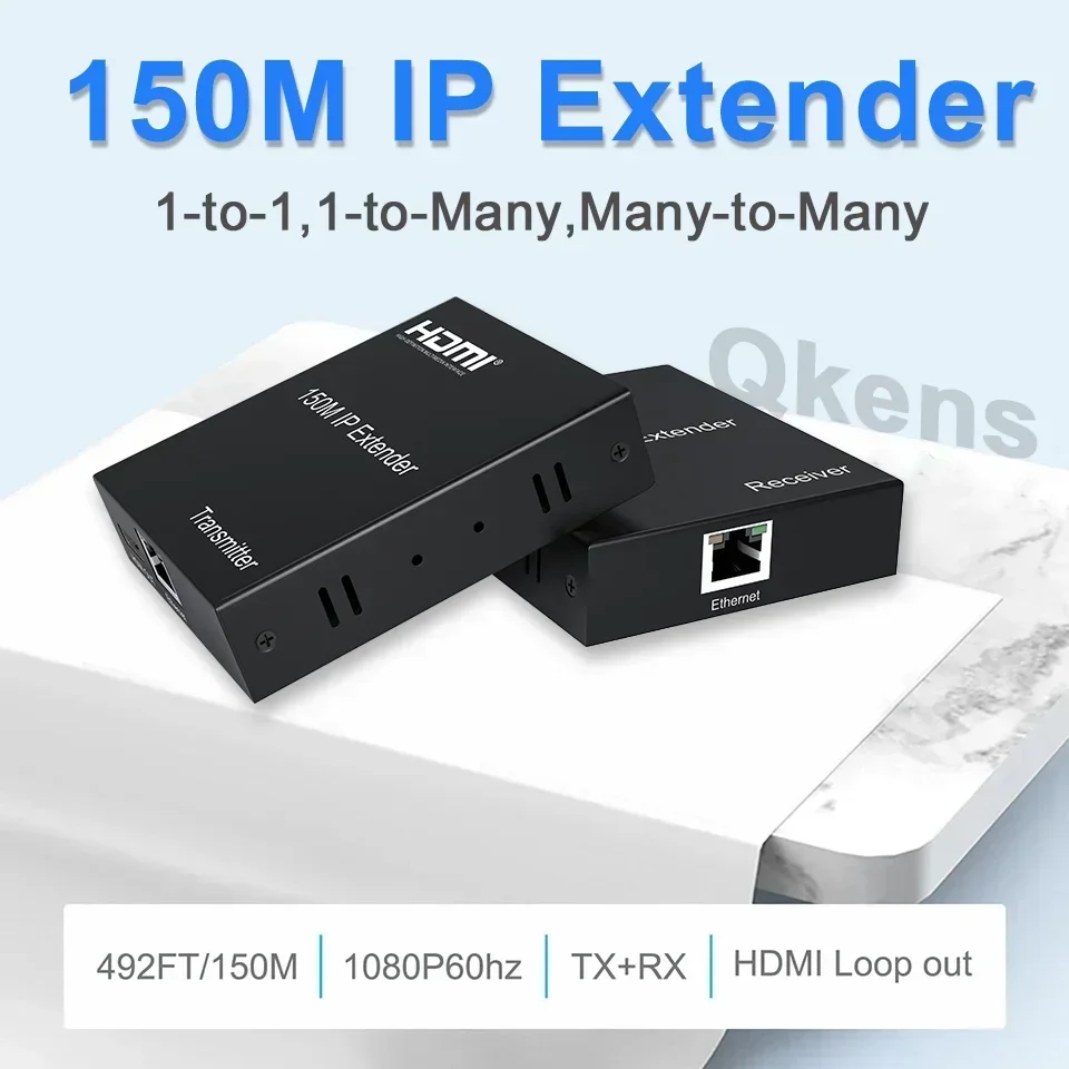Extensor IP HDMI de 150M sobre Cable Rj45 Cat6 Cat7 1080P HDMI Ethernet transmisor de vídeo y receptor divisor por interruptor de red - imagen 2