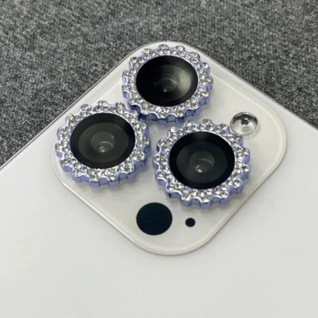 2-3 uds Protector de lente de cámara de diamante brillante para IPhone 16 15 14 16Pro Max 12 13 Mini película protectora de pantalla con brillo de diamantes de imitación - imagen 2