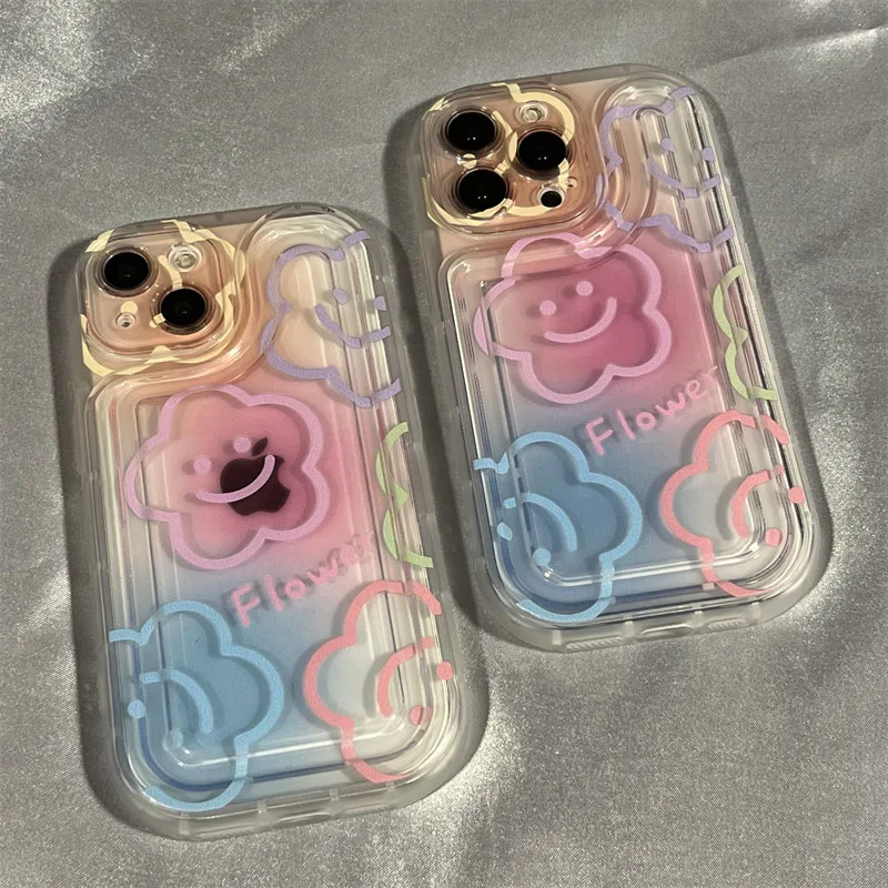 Funda de TPU transparente con flor sonriente para Redmi Note 11s 9 8 12 10 Pro 10s 9C 9A 12C POCO F5 X5 X3 F3 M4 Mi 11 Lite, funda con soporte de agarre - imagen 2