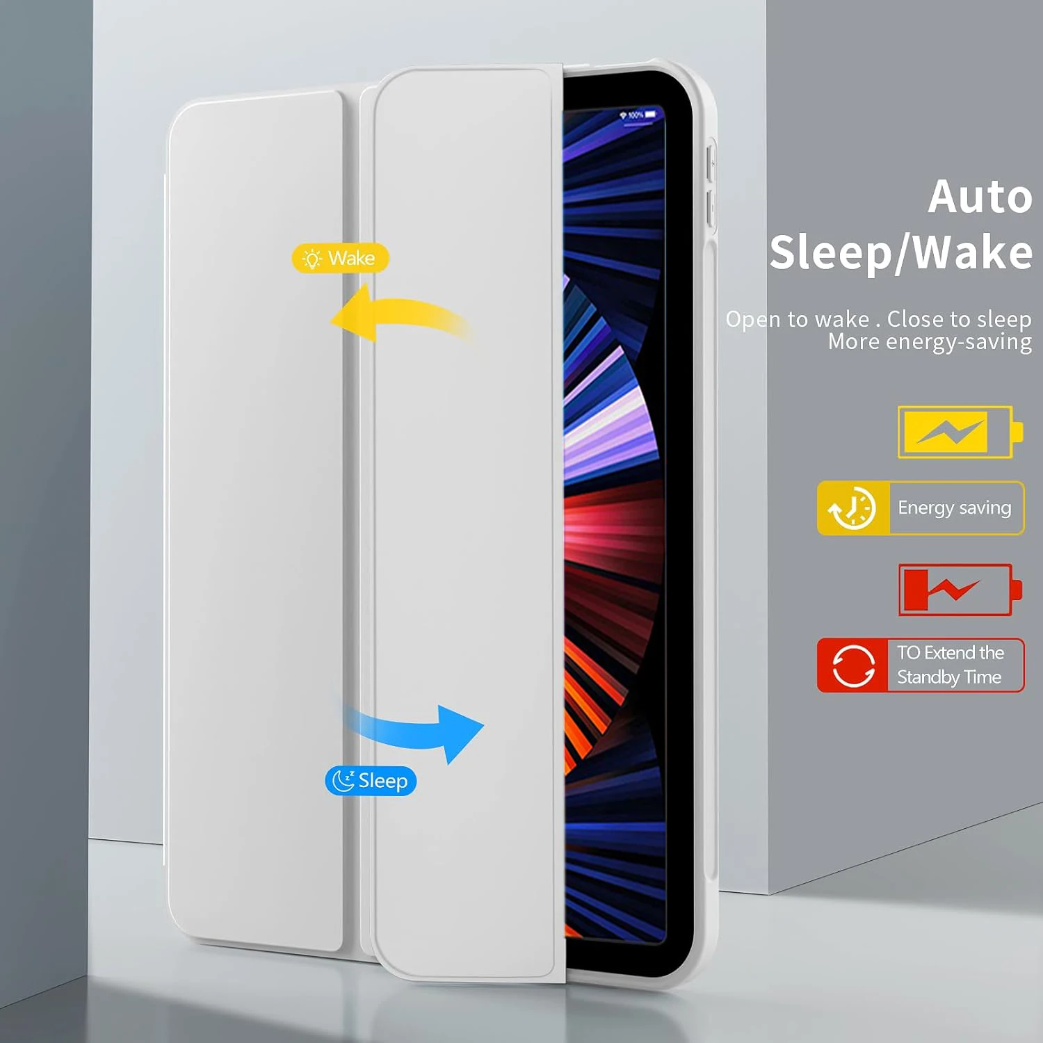 Funda con tapa triple para iPad Pro de 12,9 pulgadas (3a/4a/5a/6a) 2018/2020/2021/2022 funda protectora de cuero PU con soporte magnético - imagen 2