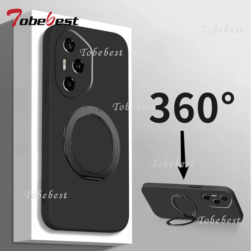 Funda de silicona líquida con soporte magnético giratorio de 360 grados para Huawei Honor 400 300 Ultra 200 100 90 Lite 80 70 60 Pro - imagen 3
