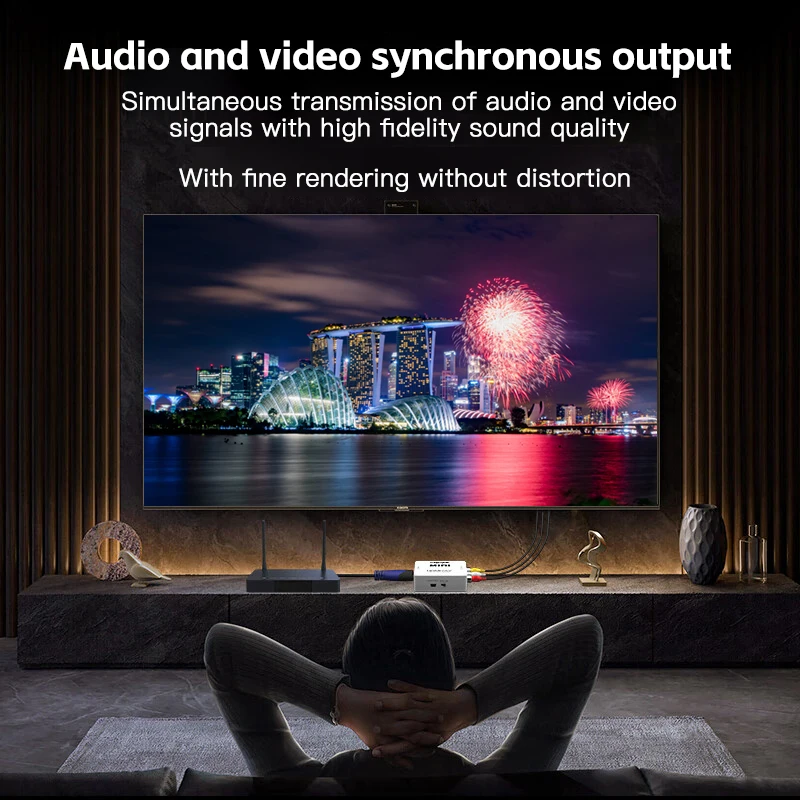 AV TO HD MI Adaptador HDTV 1080P Video Composite Converter AV2HDMI RCA A HDTV CVSB L R Video Scaler Converter Box - imagen 4