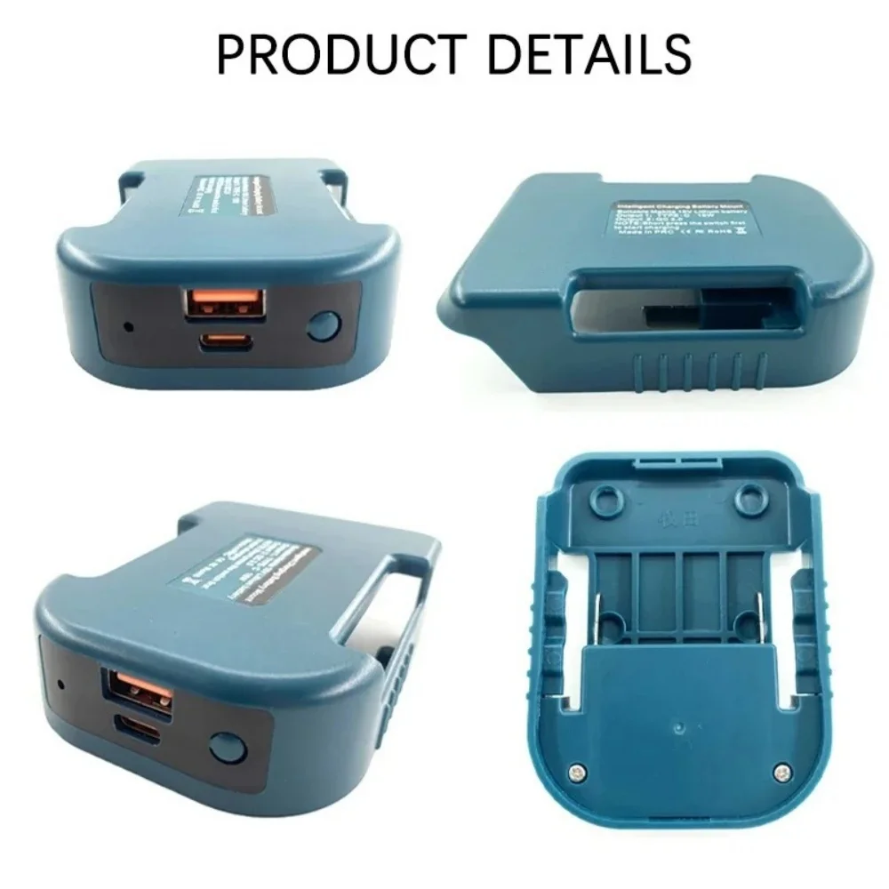 Hebilla de cinturón de soporte de batería con USB con tipo C para batería de iones de litio Makita de 18V BL1850 BL1860 adaptador de batería batería de carga rápida - imagen 3