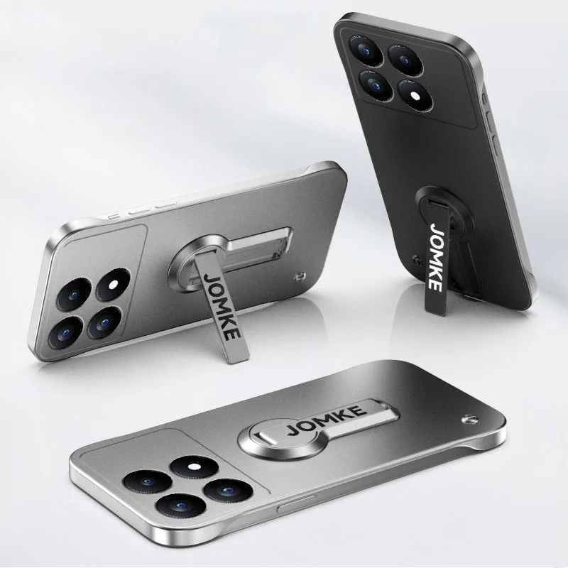 Funda ultrafina sin marco con pintura metálica de lujo para Xiaomi Poco X6 Pro F6 F5 Pro, fundas de teléfono con soporte giratorio para PC dura - imagen 4