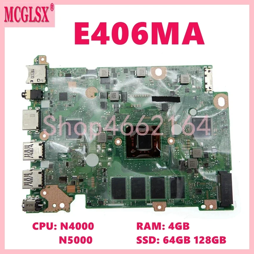 Placa base para ordenador portátil E406MA con 4GB-RAM 64GB-SSD N4000 CPU para For Asus L406MA E406MAS E406MA E406M E406 placa base para portátil - imagen 2