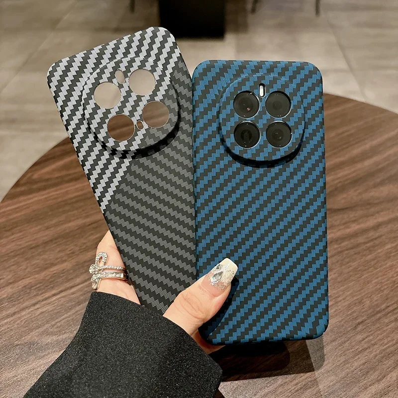 Para Honor Magic 7 Pro funda ultrafina de fibra de carbono con patrón de rayas textura mate cubierta de luz dura