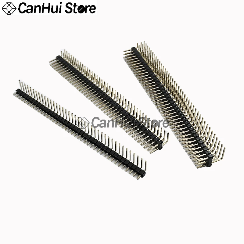 Conector de cabezal de Pin macho, aguja curvada recta de 5/10 piezas, chapado en oro, 2,54mm, 1x40P, 2x40P, 3x40P, 3 filas, 90 grados - imagen 4