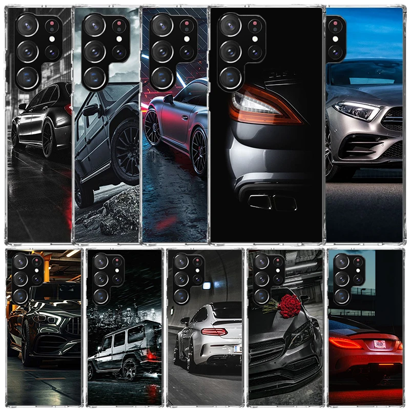 Funda de teléfono con llamada de silicona para coche deportivo C63 E63 S63 G63 para Samsung Galaxy S23 S24 S25 Ultra S21 Plus S20 FE S22 S10 + fondo de cubierta de borde