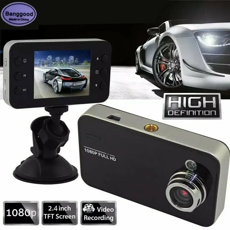 Cámara de salpicadero K6000 1080P Full HD con visión nocturna IR grabación en bucle videocámara de coche detección de movimiento vehículo DVR vista en ángulo de 140 grados - imagen 2