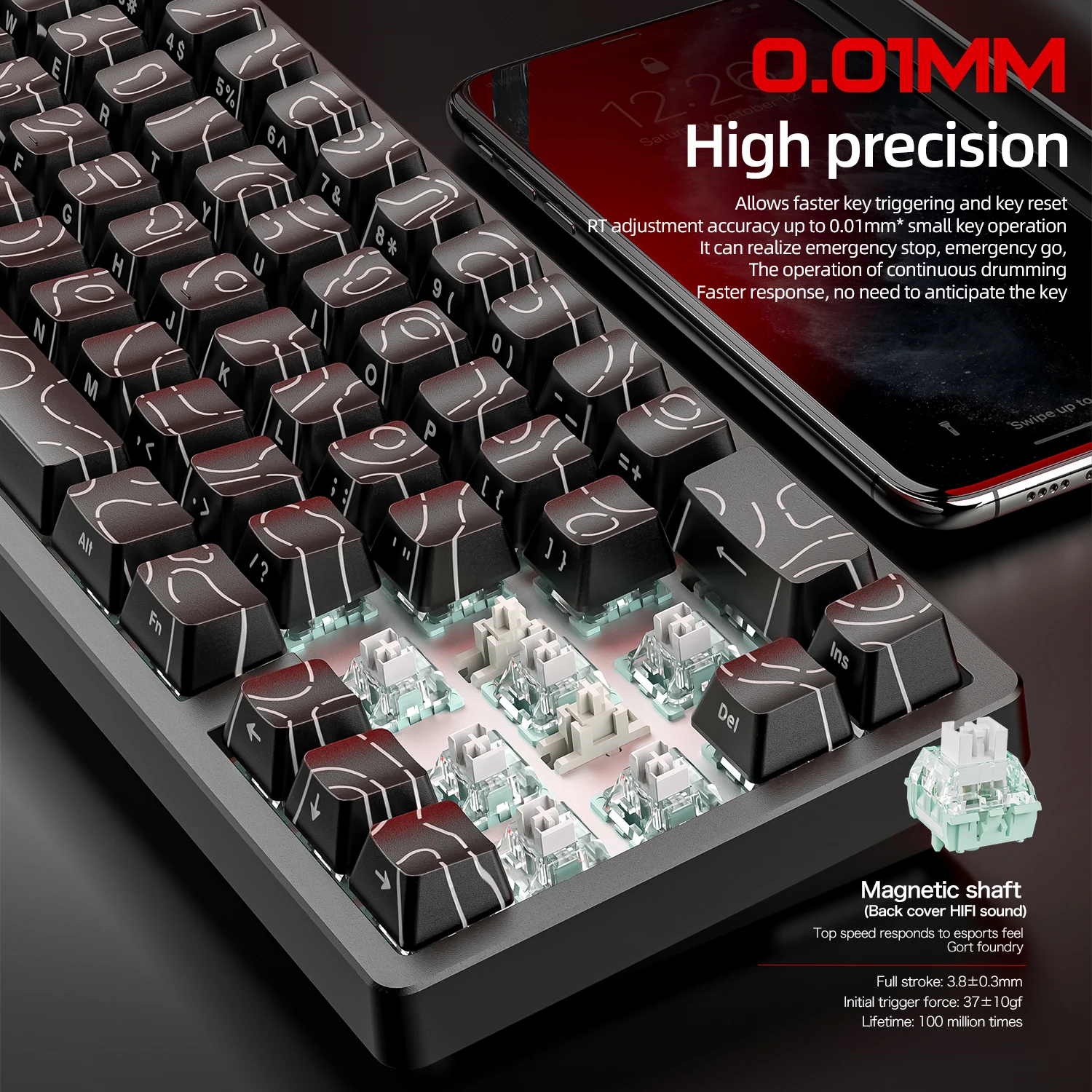Teclado mecánico FREEWOLF F68PRO 8K, interruptor magnético, velocidad de escaneo de 128K, precisión RT de 0,01mm, teclados para juegos RGB - imagen 4