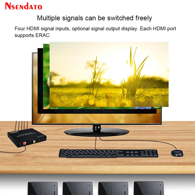 2 4 puertos Bi direcciones HDMI eARC Audio Extractor Switch 4K 60Hz HDMI Toslink SPDIF COAXIAL 5.1CH HDMI Audio Switcher Splitter - imagen 5