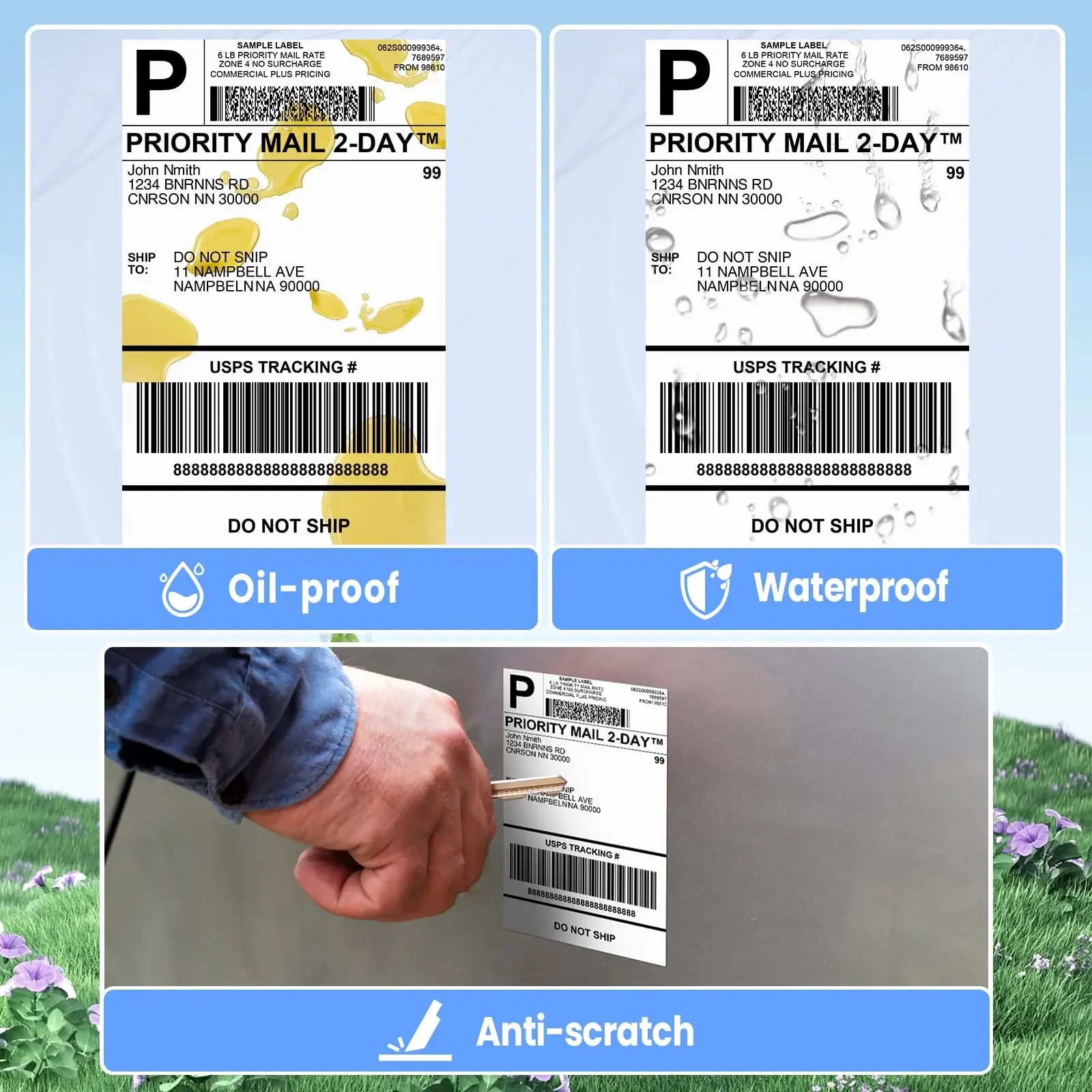 Paquete de 100 etiquetas térmicas directas Fanfold 4x6 etiquetas postales de envío directo compatibles con la impresora PM241 246S D520 - imagen 4