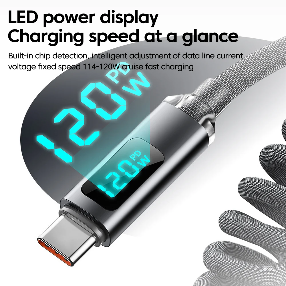 Cable USB a tipo C de 120W, 6A, Cable de datos de carga rápida para iPhone 15 16, Samsung, Huawei, cable cargador tipo C a tipo C - imagen 5