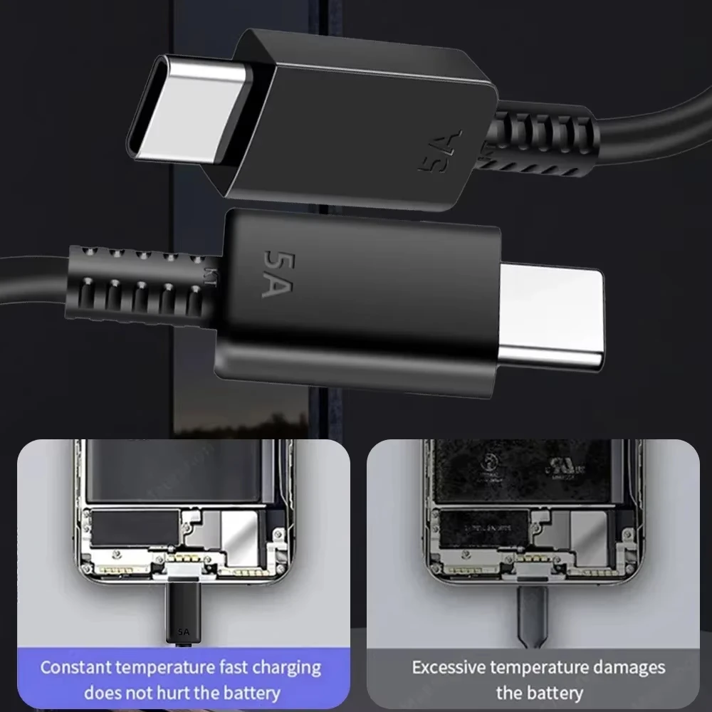 NNBILI Cable USB tipo C para Samsung S24/A54/A53 PD 27W para iPhone 15 series 5A, carga rápida, Cable Dual USB C, Cable de Fecha - imagen 4