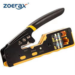 Herramienta de engarzado ZOERAX RJ45 RJ11 RJ12 para Cat6 Cat5 Cat5e, engarzadora Ethernet de paso con hoja de repuesto