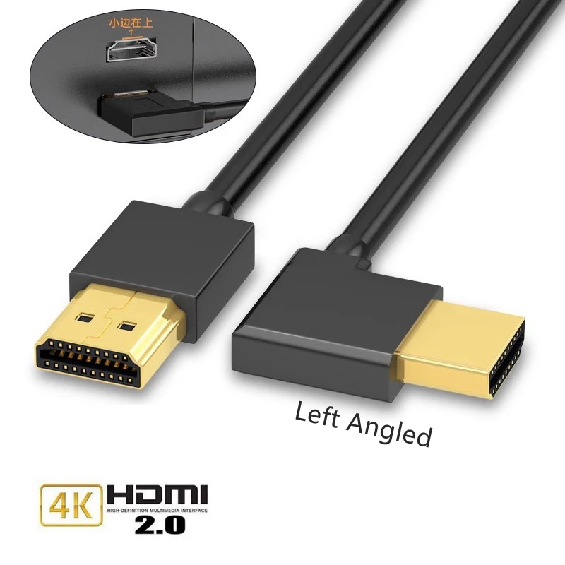 Cable HDMI 4K HDMI 2,0 Cable HDMI adaptador de ángulo de 90/270 grados para Apple TV PS4 divisor vídeo Audio Cable HDMI de 90 grados 1m 3m 5 - imagen 4
