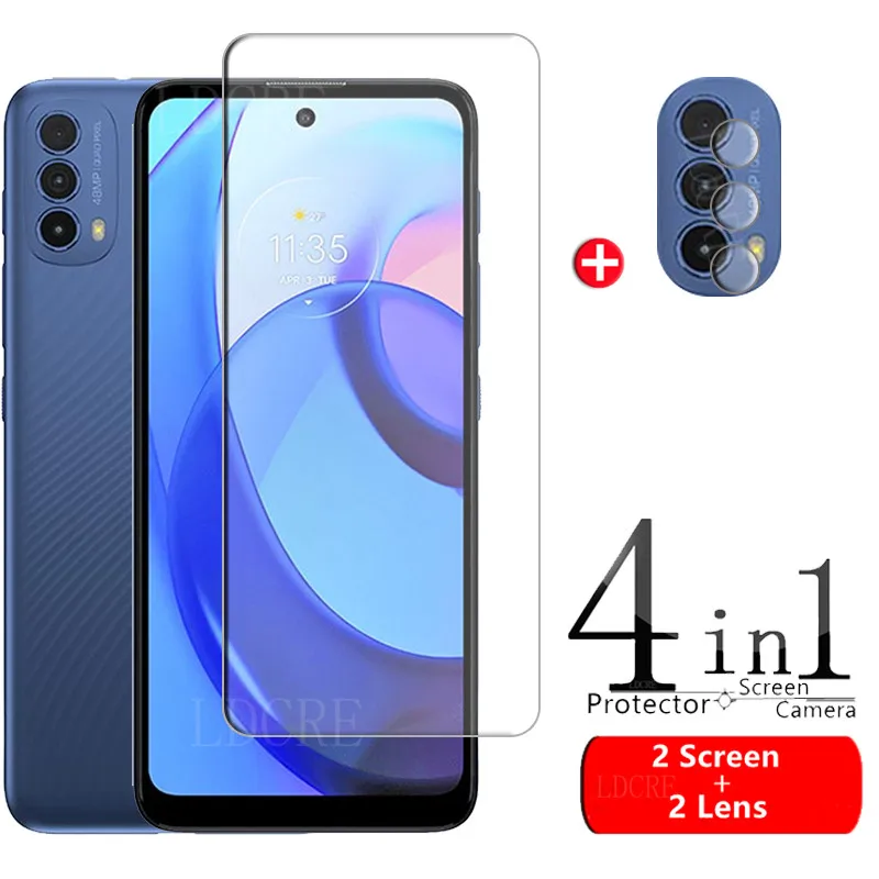 4 en 1 Protector de pantalla de cristal templado para Moto, película transparente 9H para Motorola Moto E30, Moto E40, E30