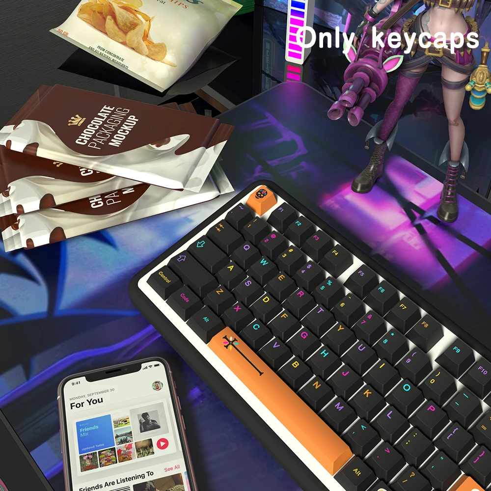 Teclas PBT de perfil de cereza rusas, coreanas, español, francés, alemán, brasileño, japonés, para teclado mecánico, ISO Enter, 7U - imagen 4