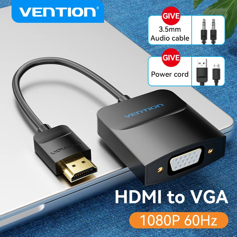 Vention-Adaptador HDMI a VGA, convertidor HD macho a VGA hembra de 1080P con Cable de Audio Jack 3,5 para Xbox, PS4, PC, proyector portátil - imagen 2