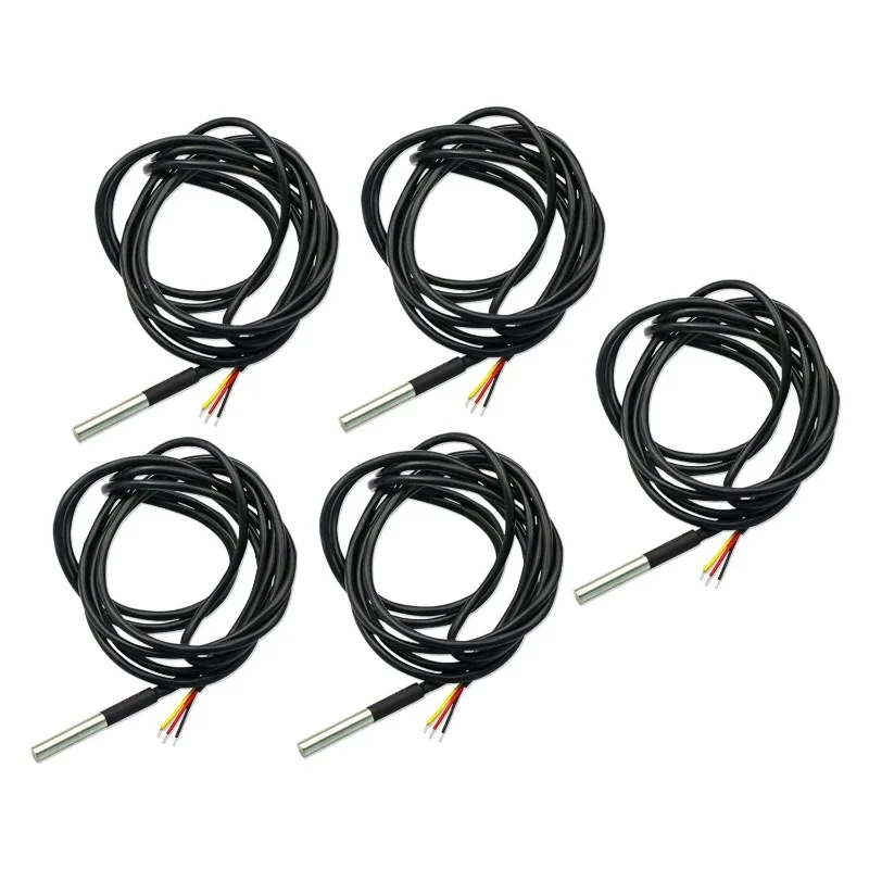 5 uds DS18B20 Sensor de temperatura 2M Sensor de temperatura impermeable con sonda de tubo térmico Digital de acero inoxidable para Arduino - imagen 2