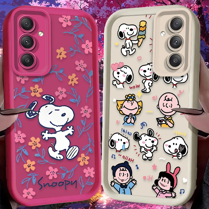 Funda de dibujos animados S-Snoopy Flower para Samsung Galaxy A54 A05S A05 A34 A24 A14 A53 A33 A23 A13 A52 A52S A32 A22 A12 A71 A51 A31
