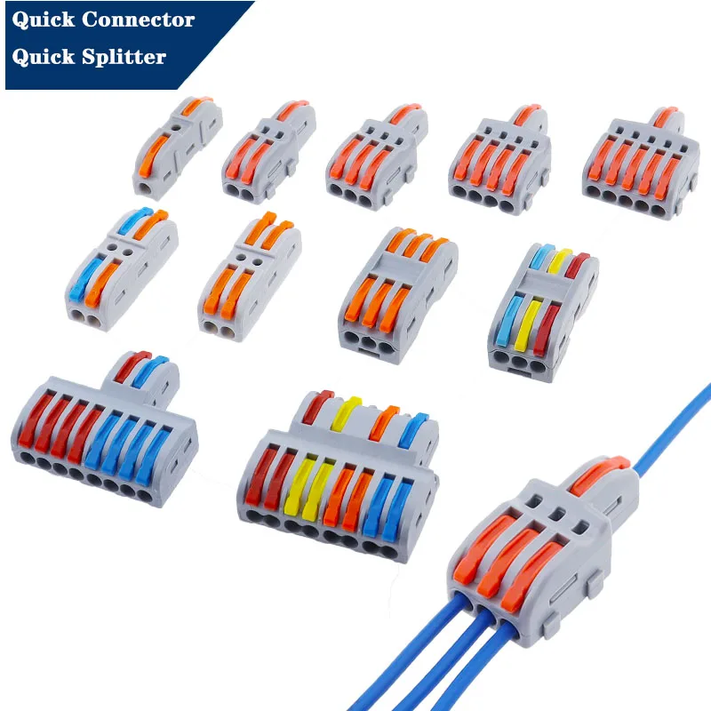 Conector de cableado rápido 1 en salida múltiple, divisor Universal, cable de cableado Push-in, bloque de terminales doméstico a tope combinado SPL 222