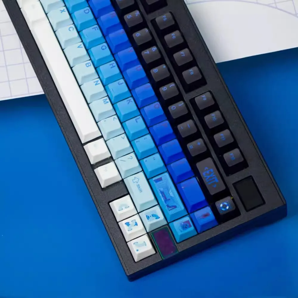 Teclas elegantes de 141 teclas con gradiente azul, teclas PBT con estampado de almohadilla UV de perfil Cherry para teclado mecánico Cherry MX - imagen 3