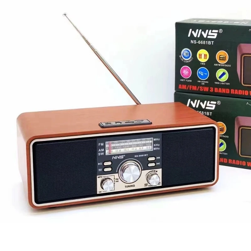 Radio portátil vintage de madera AM/FM/SW Radio de 3 bandas con puerto USB/TF Radio doméstica Altavoces Bluetooth para el hogar y al aire libre - imagen 2
