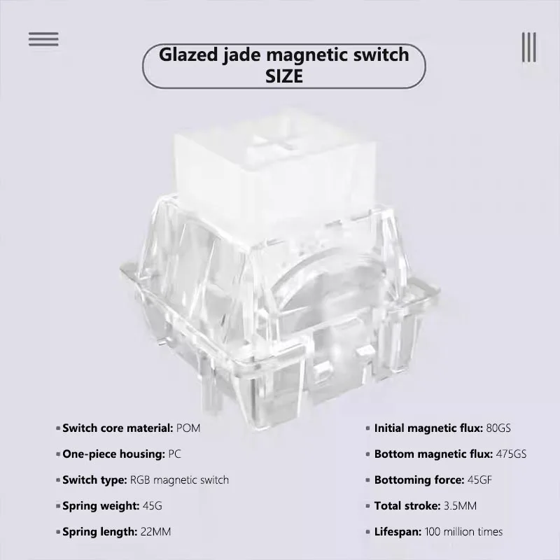 HUANO-interruptor magnético de JADE GLAZED, 45g, RGB, HIFI, lineal, 475GS, estabilidad central, sensor Hallsensor, interruptores de teclado magnéticos, intercambio en caliente - imagen 3