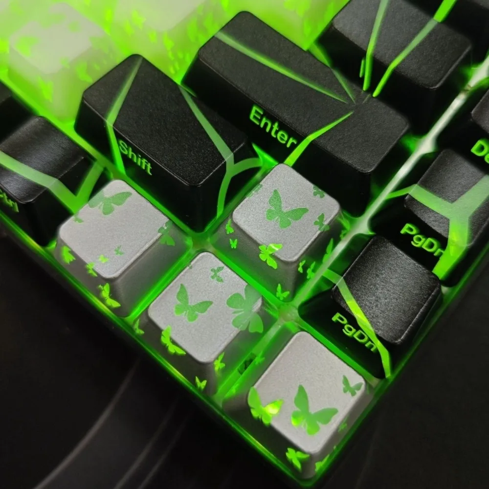 Teclas con estampado de mariposas, patrones personalizados, eje magnético transparente, teclas mecánicas resistentes a mariposas, altura OEM - imagen 2
