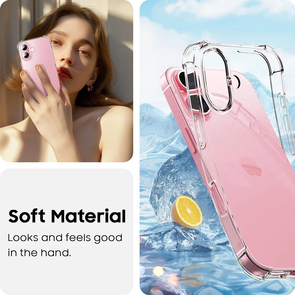 Funda suave de silicona para teléfono a prueba de golpes para iPhone 17 16 15 14 13 12 11 Pro Max Plus, carcasa trasera transparente ultrafina de TPU de lujo - imagen 3