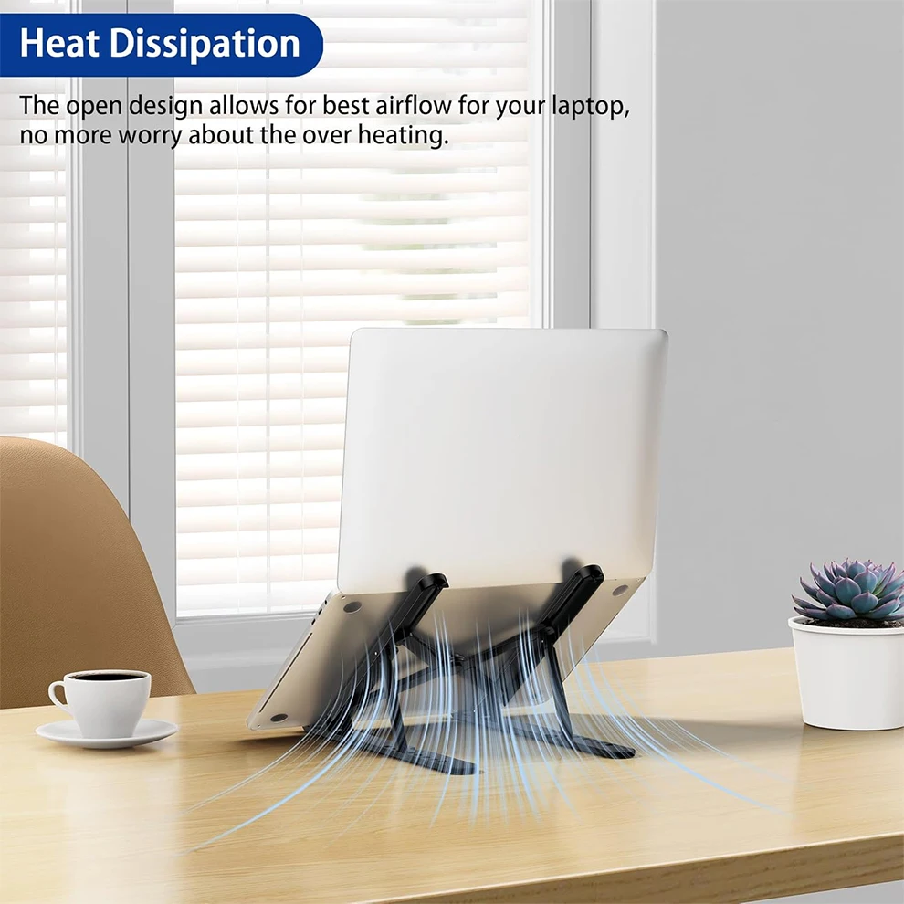 Soporte ergonómico para computadora portátil, elevador de plástico para computadora portátil, soporte para computadora portátil y ajustable Compatible con computadoras portátiles de 10-15,6" - imagen 3