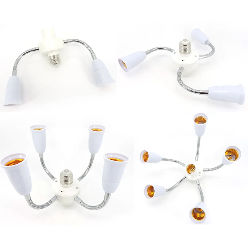 Ajustable 1 E27 a 3 4 5 6 vías E27 bombilla Base soporte divisor de enchufe cuello de cisne LED convertidor extensión manguera adaptador de corriente - imagen 2
