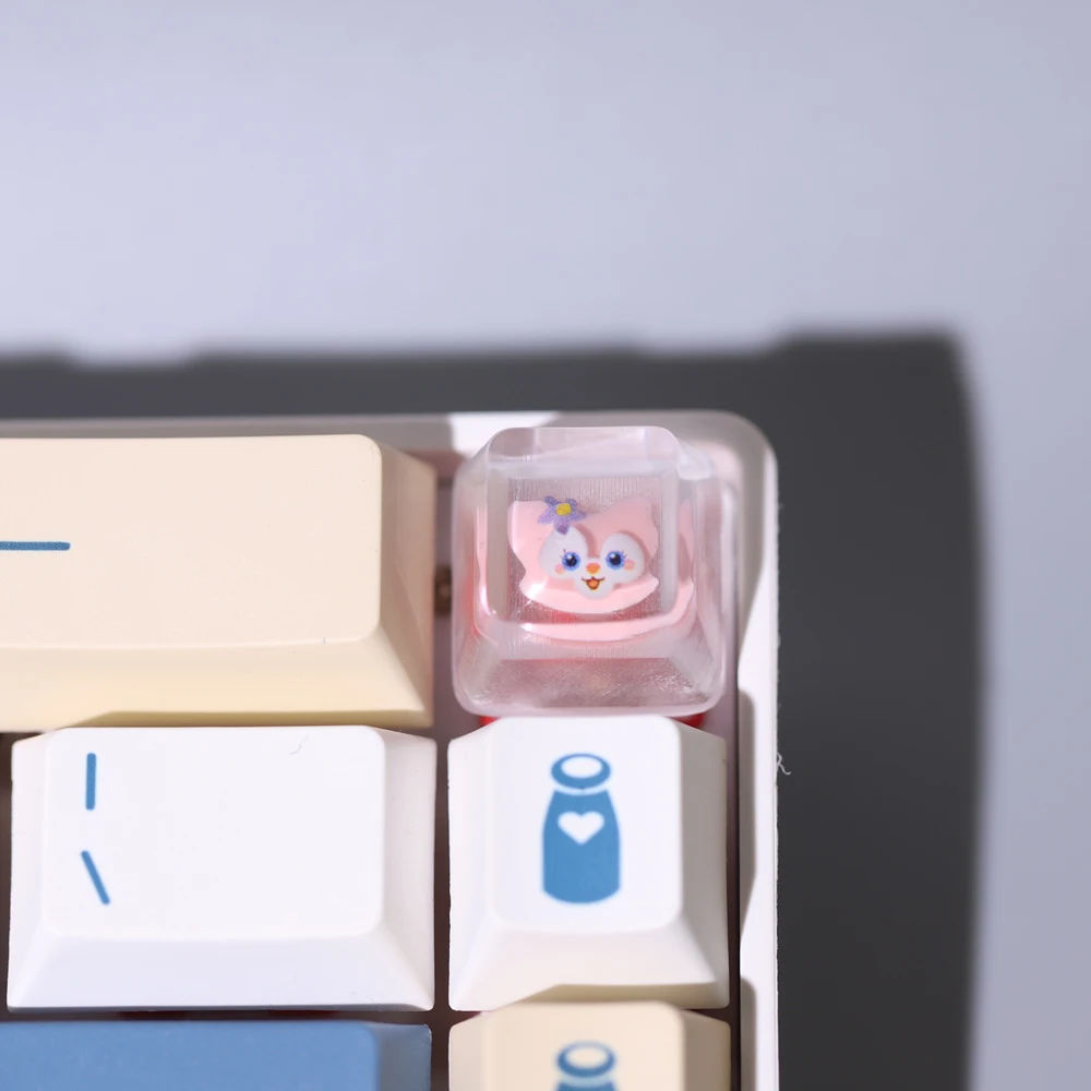 DIY Keycap lindo dibujos animados Sanrio teclas de resina transparente para teclados mecánicos de eje transversal OEM R4 juego retroiluminación Kurumi Keycap - imagen 3