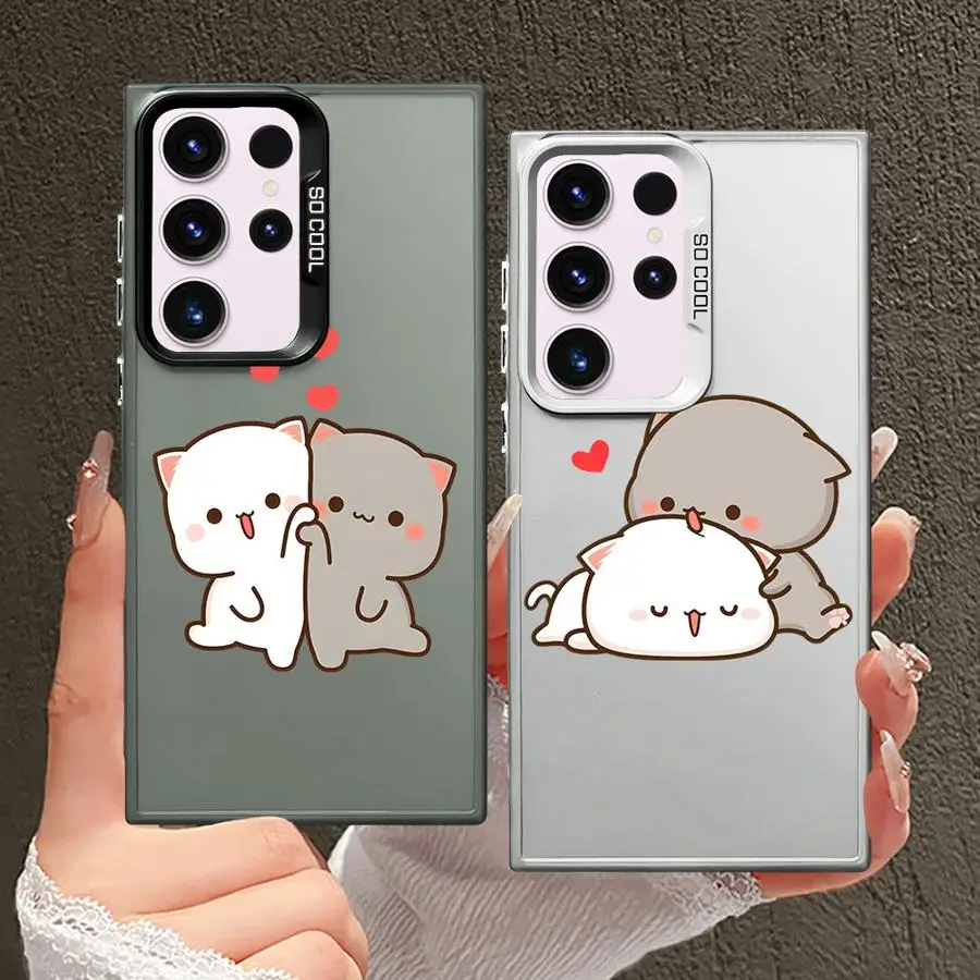 Funda trasera de teléfono con dibujos de pareja de gatos para Samsung Galaxy S25 S20 Plus S23 Note 20 Ultra S23 S22 S21 S24 FE - imagen 4