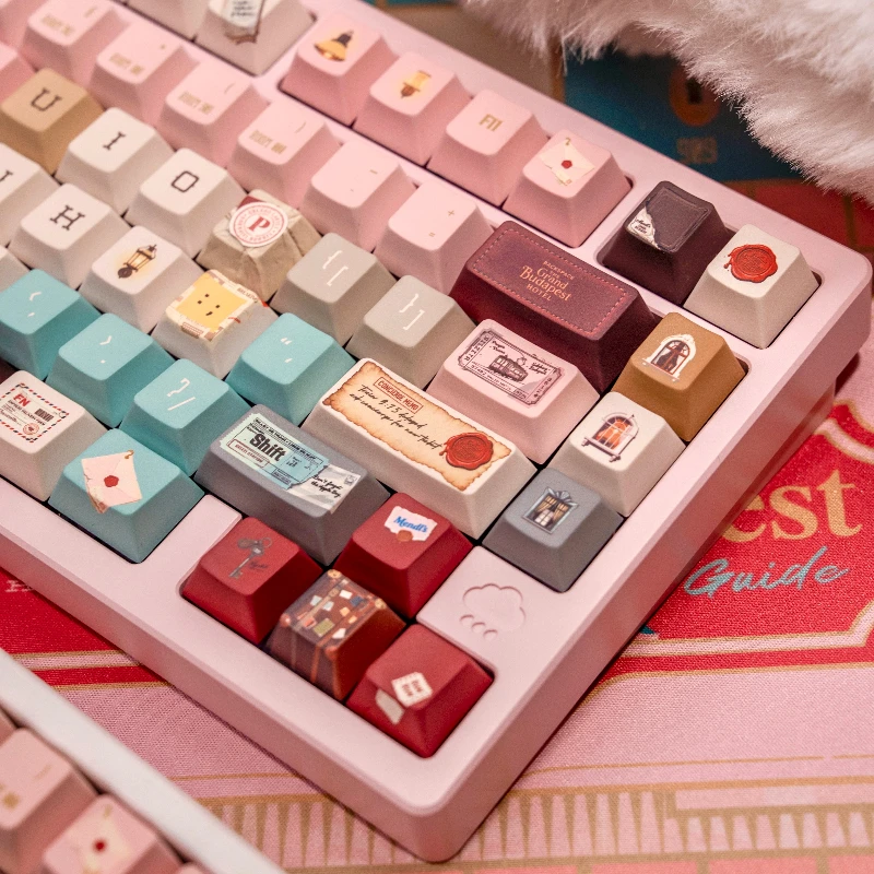 Teclas temáticas de juego de mesa Retro, color rosa, 153 teclas, tapa de teclado PBT, perfil de cereza, teclas para teclado mecánico, regalos, alfombrilla de ratón - imagen 3