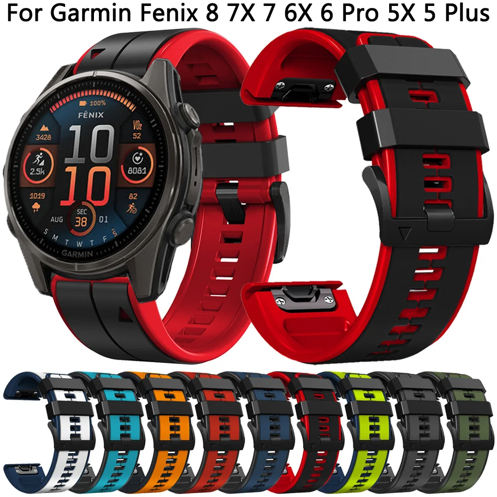 Correa de silicona para reloj Garmin Fenix 8, para Fenix 7 7X 6X 6 Pro 5X 5 Plus E para Epix Pro Gen 2 47mm 51mm Enduro 3 26mm 22mm