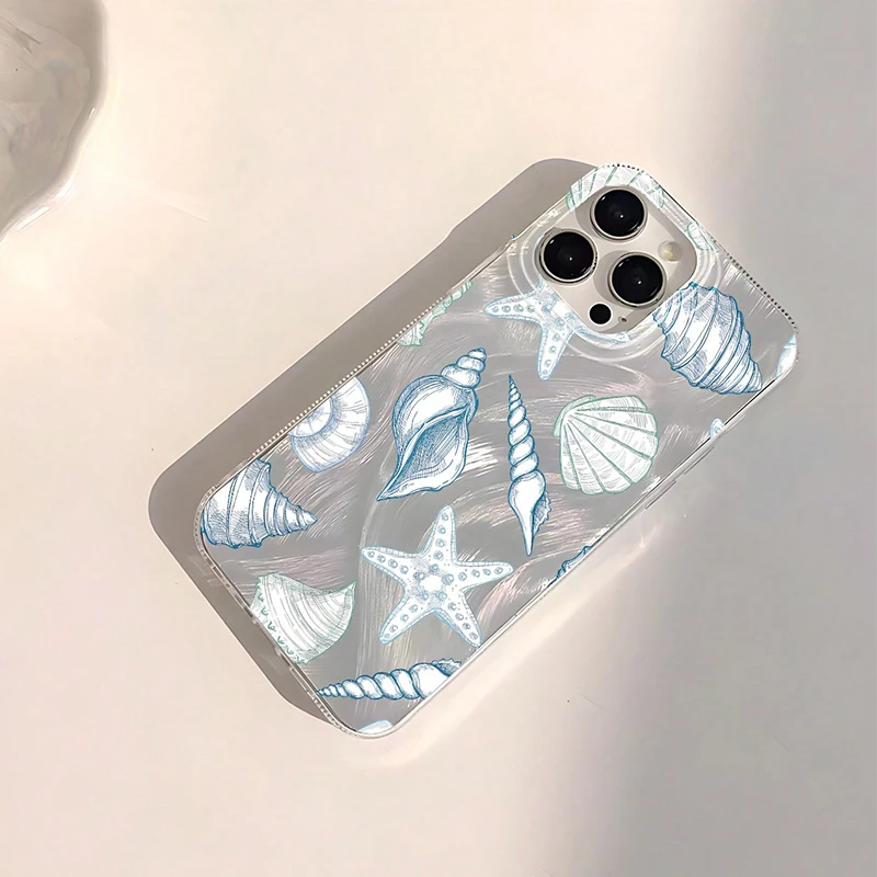 Funda de teléfono con patrón de tortuga marina para iPhone 11 13 14 15 16 Pro Max 16E 7 8 14 15 Plus X XS Max XR SE2 cubierta con textura de plumas