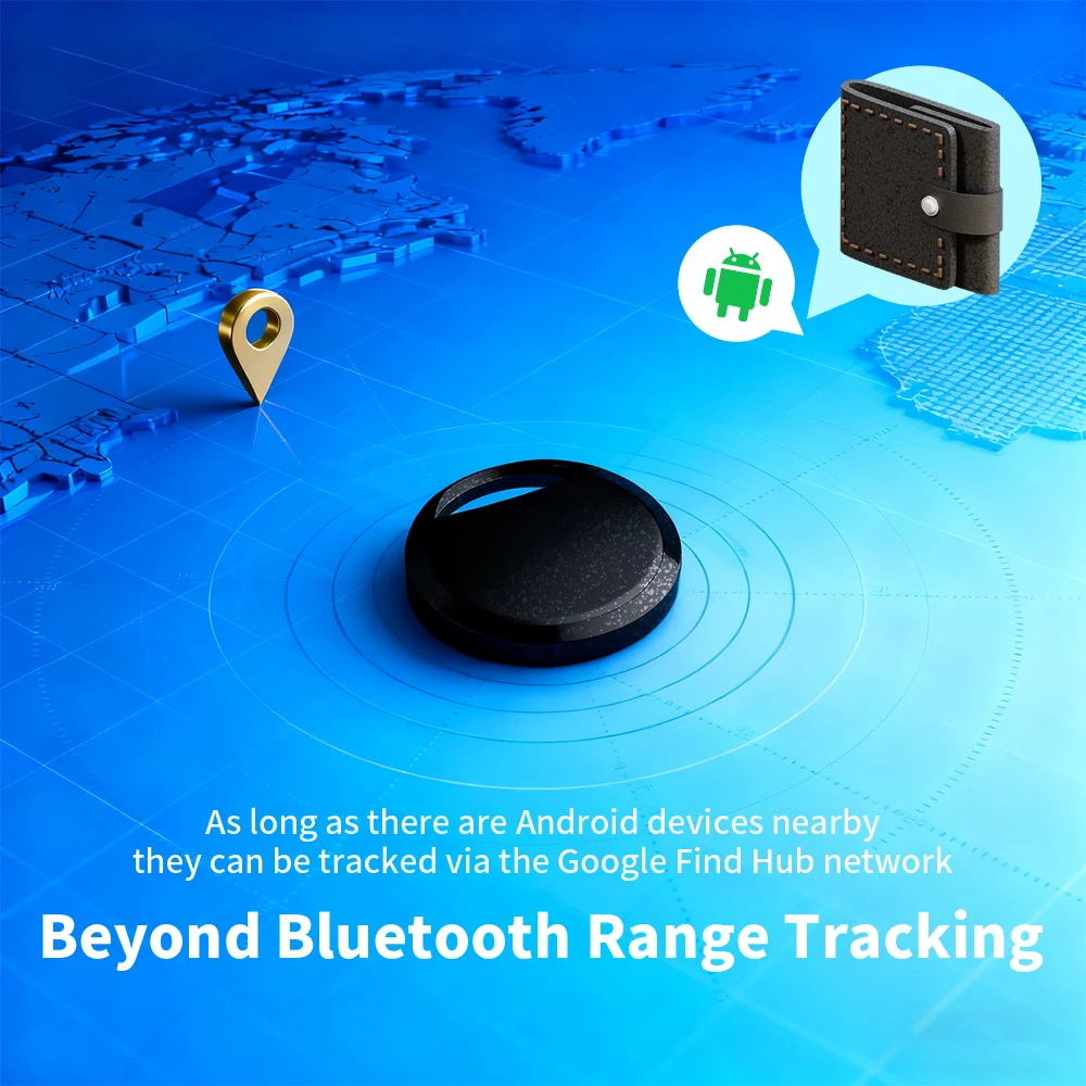 Localizador de bolsas de llaves de seguimiento lejano de posicionamiento ecológico, 1/4 Uds., para Android, Google Find Hub, etiqueta inteligente de voz para Pixel Vivo GMS - imagen 3