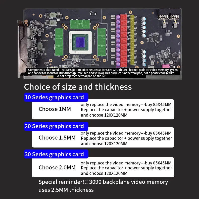 Coolcirc GPU/CPU/PS4 80x40mm 14,8 w/mk almohadilla térmica almohadilla térmica de silicona de alto rendimiento adecuada para RTX2060/3060/3080 - imagen 2