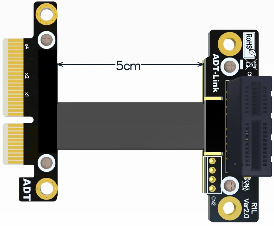 Adt-link-Cable elevador PCIe 3,0x4 macho a x1 hembra, PCI Express x4, tarjeta de captura RAID SSD LAN, extensión de tarjeta USB Gen3.0 de velocidad completa - imagen 2