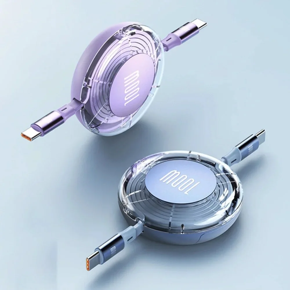 Cable retráctil de 100W tipo C a USB C Cable de teléfono de carga rápida para iPhone 15 Huawei Xiaomi MacBook iPad Cable de datos USB C - imagen 3