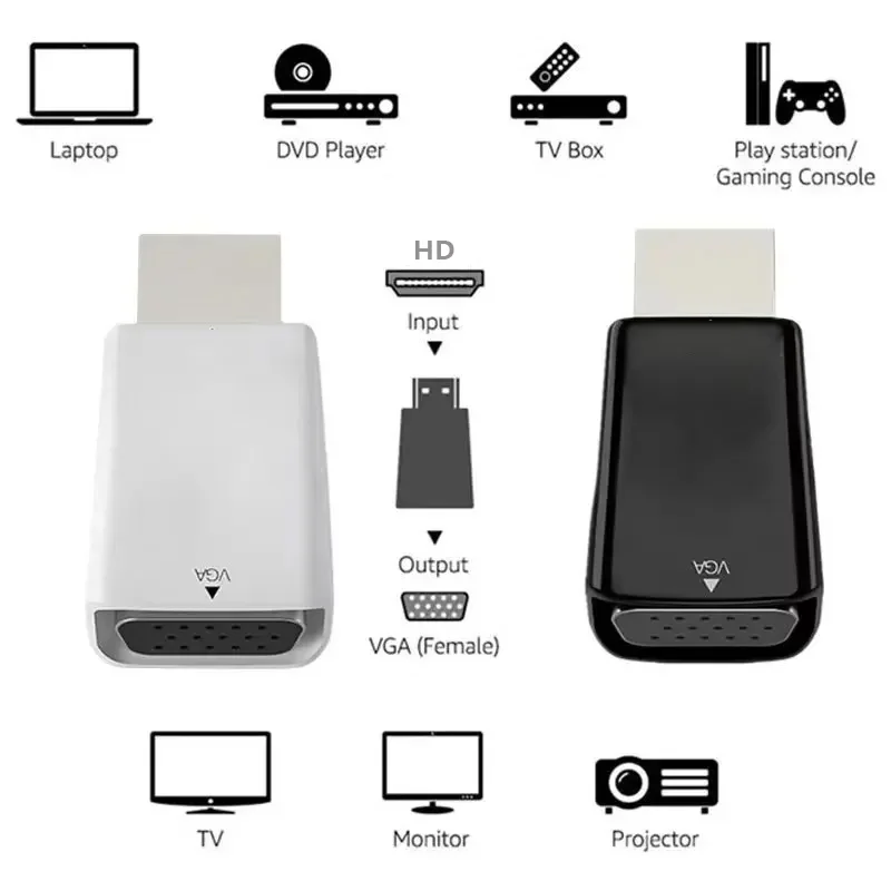 Adaptador macho a VGA compatible con HDMI, convertidor de Cable de Audio HD 1080P para PC, portátil, TV Box, proyector de pantalla de ordenador - imagen 5