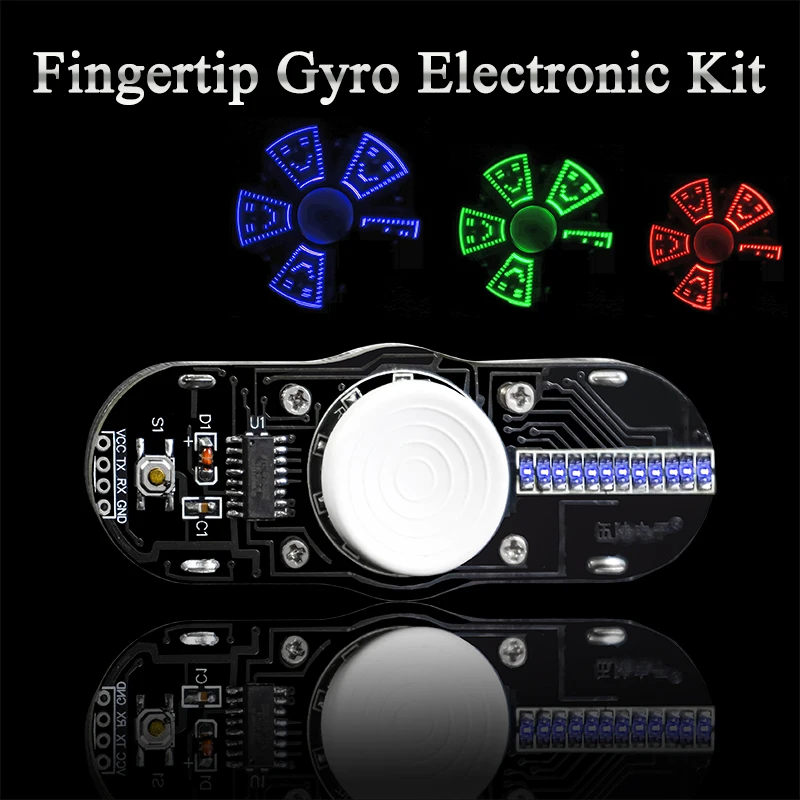 Giroscopio giratorio LED con punta de dedo, Kit electrónico de bricolaje, SMD, divertido, soldadura, práctica, piezas sueltas