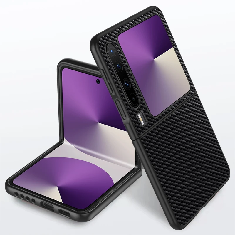 Funda de cuero para Huawei Pura X 5G, fibra de carbono mate, a prueba de golpes, marco duro de PC, funda de teléfono de lujo, carcasa para HuaweiPuraX VDE-AL00 - imagen 3