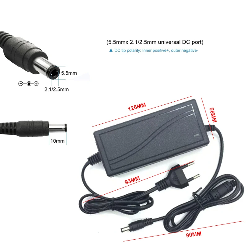 Adaptador de 12V 5A, convertidor de fuente de alimentación, cargador, entrada UE EE. UU., 110V, 220V, salida, transformador de luz de tira LED de 12V - imagen 3