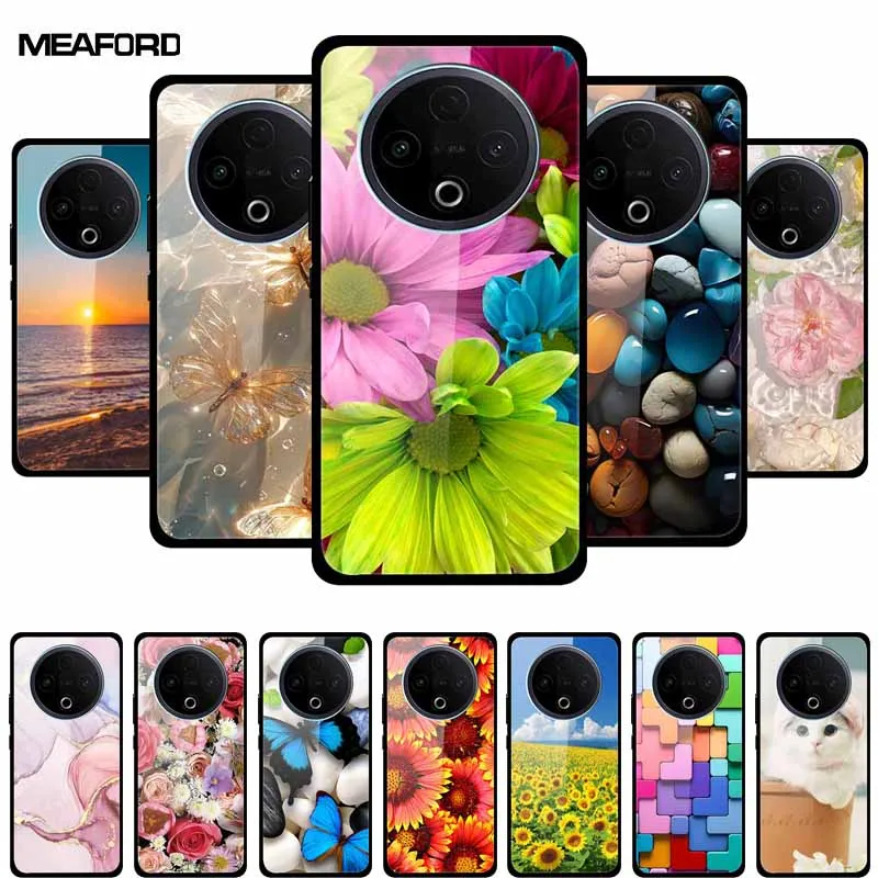 Funda de teléfono de cristal para Vivo Y500 5G 6,77 "V2506A cubierta trasera dura templada de lujo para Vivo Y400 5G Coque Y 400 carcas de Funda de moda