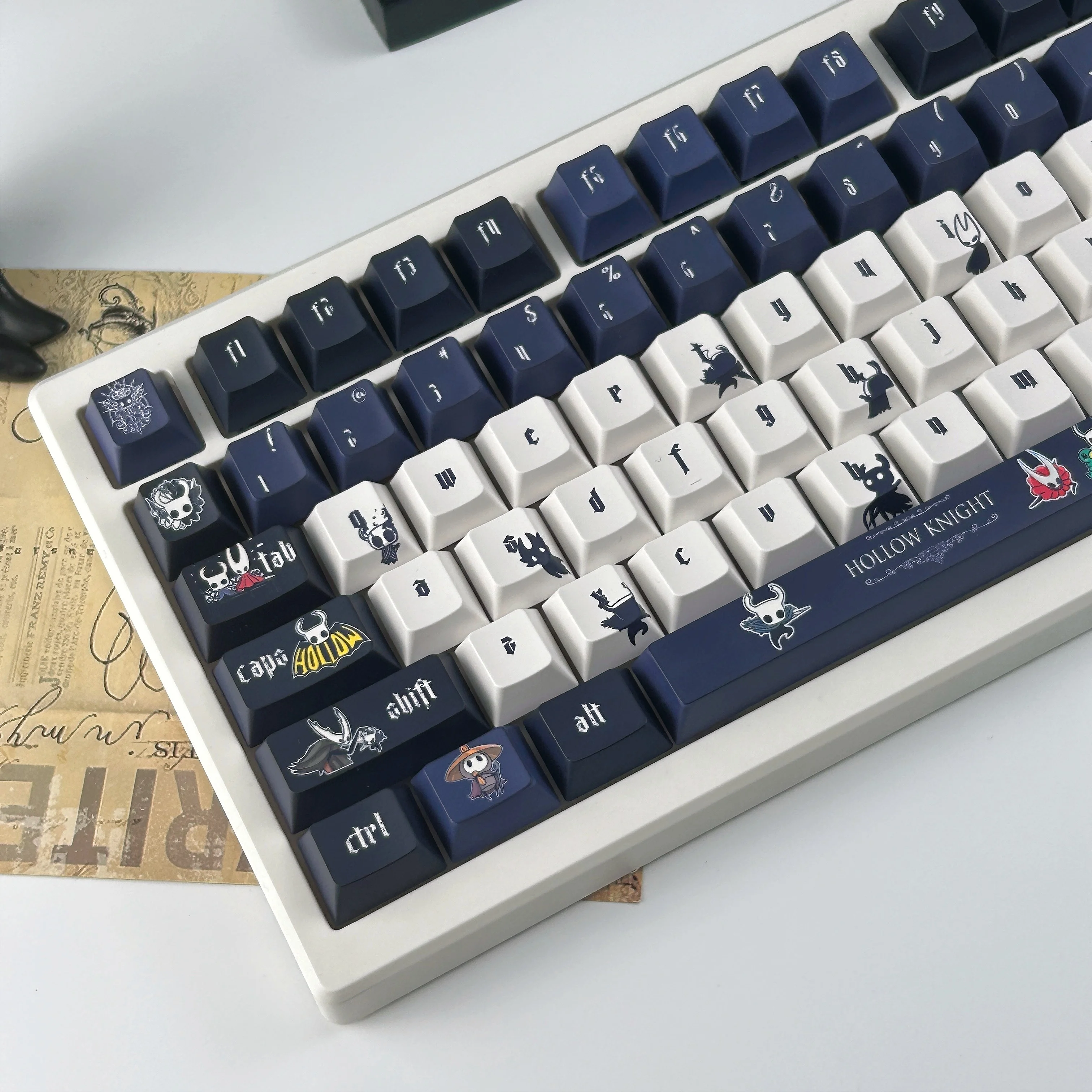 Teclas de caballero hueco MOA Cherry Profile PBT sublimación térmica juego personalizado Keycap azul oscuro negro estilo gótico tapas de teclado - imagen 3