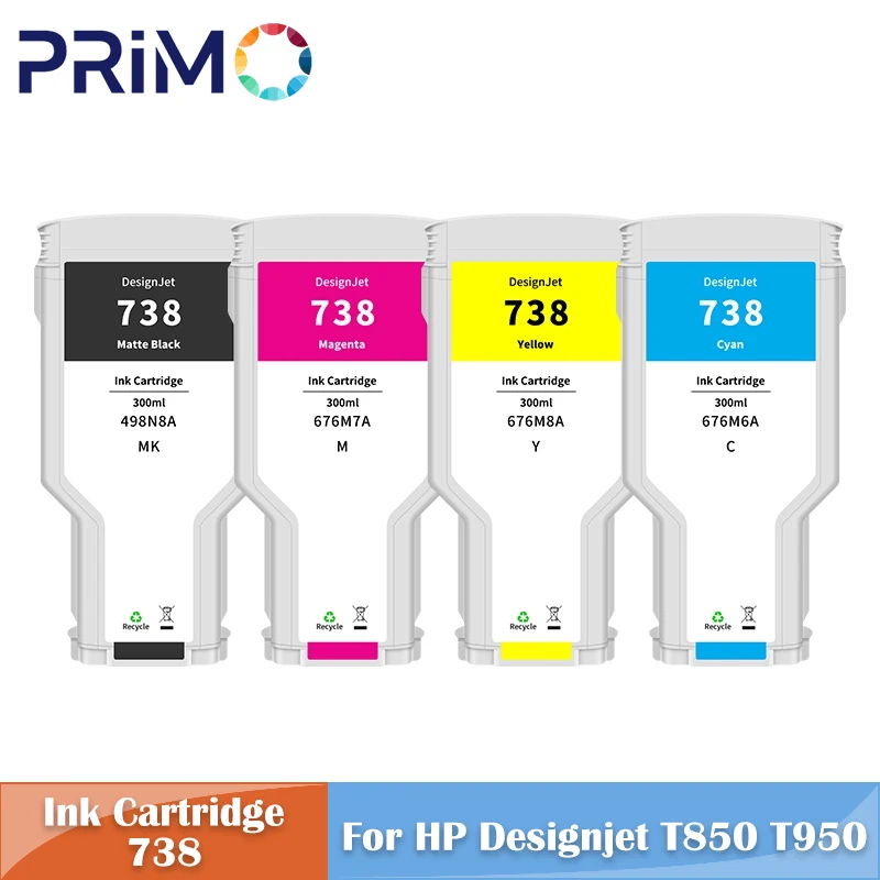 498N8A 676M6A 676M7A 676M8A tanque de tinta 300ML cartucho de tinta con tinta pigmentada para impresora HP 738 HP738 Designjet T850 T950