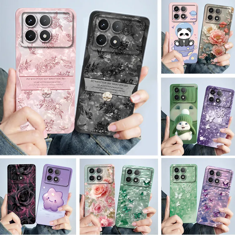 Para Xiaomi Poco X6 Pro 5G funda Poco X6Pro funda trasera moda simplicidad Floral suave carcasa de silicona líquida para PocoX6 Pro Fundas